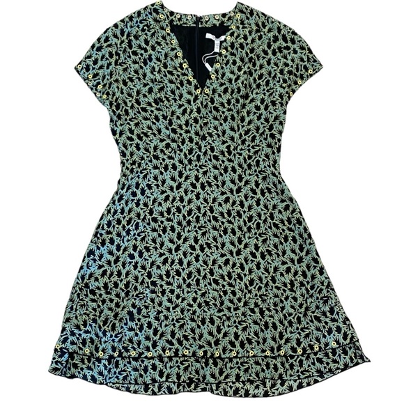 10 Crosby Derek Lam Dresses & Skirts - NWT Derek Lam 10 Crosby Dress Leaf Print Grommet Detail Mini in Aqua Black Size8